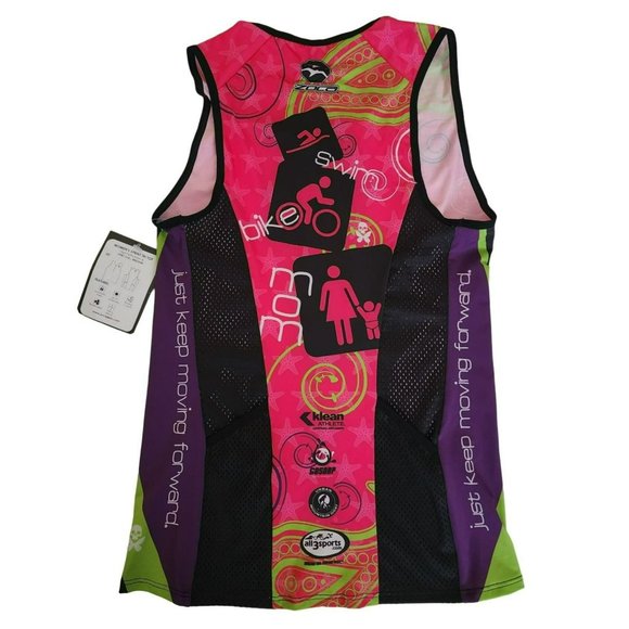 Zoca Women's High Performance Running Cycling Sprint TRI Top Pink Sz Medium NWT - Picture 3 of 7
